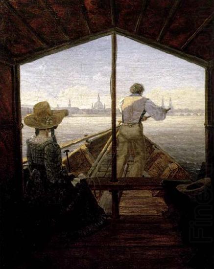 Carl Gustav Carus A Gondola on the Elbe near Dresden china oil painting image